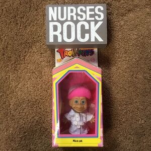 Nurses Rock Box Sign & A Nurse Trollkin with comb included